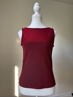 FAIRWEATHER Red Shimmer Y2K Whimsigoth Boatneck Sleeveless Top Size Medium